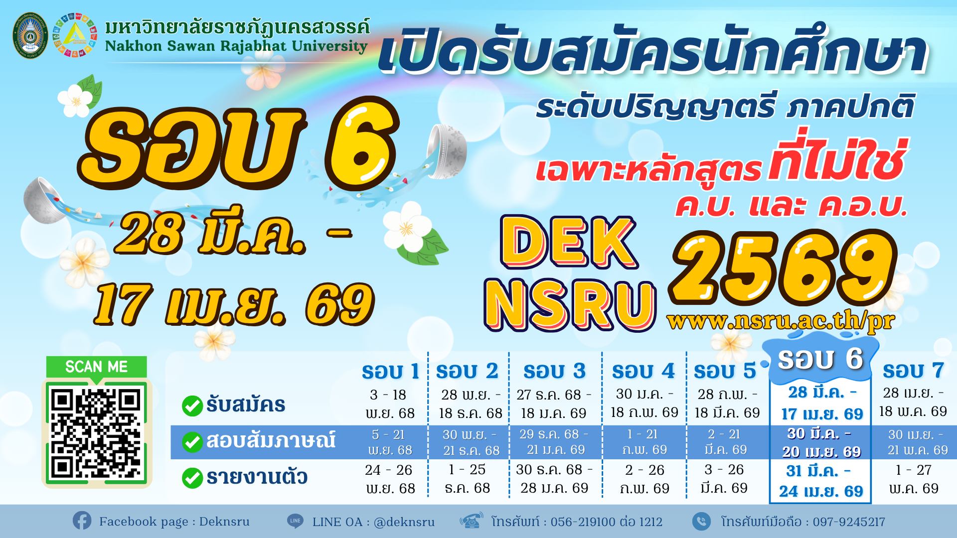 เปิดรับสมัครภาคปกติ 2569 เฉพาะหลักสูตรที่ไม่ใช่ ค.บ. และ ค.อ.บ. รอบที่ 6